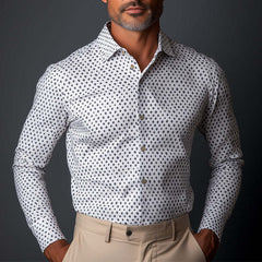 Men's Business Slim Fit Long Sleeve Printed Shirt MTA2815C4P