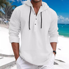 Men's Solid Loose Hooded Long Sleeve Casual Shirt 71828486Z
