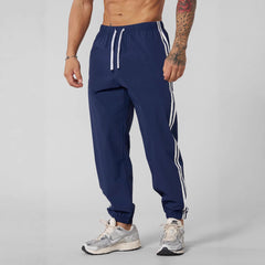 Men's Athletic Jogger Pants with Striped Design and Comfortable Fit