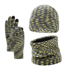 Men's Winter Plus Velvet Hat Scarf Gloves Three-piece Knitted Hat 11161881K