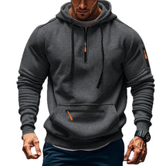 Men's Stylish Hoodie with Half-Zip Closure and Functional Pockets - Perfect for Casual Wear