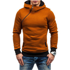 Stylish Men's Hooded Sweatshirt with Asymmetric Zipper Design for Casual Wear