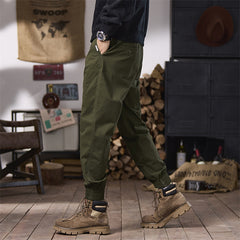 Men's Casual Tapered Cargo Pants with Adjustable Cuffs