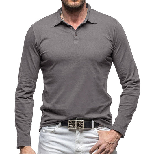 Men's Stylish Long Sleeve Polo Shirt - Perfect For Casual And Formal Wear