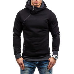 Stylish Men's Hooded Sweatshirt with Asymmetric Zipper Design for Casual Wear