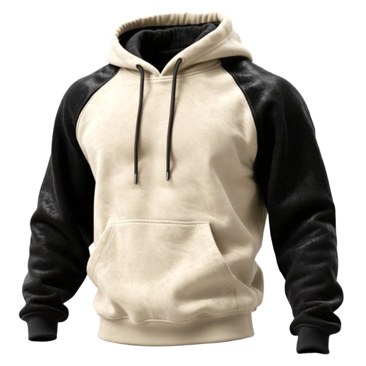 Outdoor Men's Casual Retro Contrast Stitching Raglan Sleeve Hooded Sweatshirt