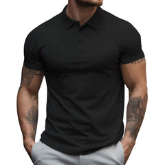 Men's Solid Slim Lapel Short Sleeve Casual Polo Shirt 22236281Z