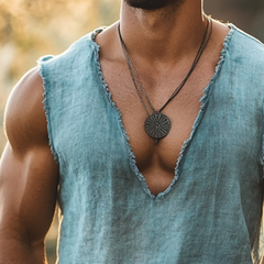 Men's Retro Casual Linen Ripped V-Neck Tank Top MTA1728C1TO