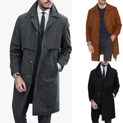 Men's Classic Double-Breasted Long Trench Coat - Stylish and Versatile for All Seasons