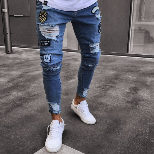 Men's Fashion Ripped Hole Jeans HH034