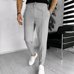 Men's Stylish Slim Fit Tapered Pants with Adjustable Waistband for Casual and Formal Wear