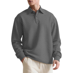 Men's Stylish Long-Sleeve Polo Shirt With Button-Down Collar - Perfect For Casual And Formal Wear