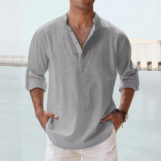 Stylish Pink Henley Shirt for Men - Perfect for Casual and Semi-Formal Occasions