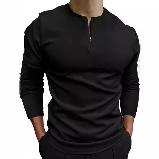 Stylish Men's Long Sleeve Henley Shirt For Casual And Formal Wear