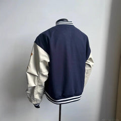 Embroidered Baseball Jacket with Unique Cross and Number Design for Casual Wear