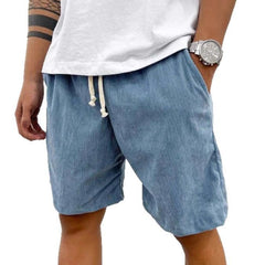 Men's Casual Corduroy Shorts with Adjustable Drawstring for Summer and Spring