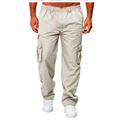 Men's Cargo Pants with Multi-Pockets and Adjustable Waistband for Outdoor Activities