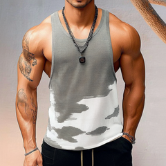 Men's Casual U-neck Slim Fit Jacquard Knitted Tank Top MTA2518C9M