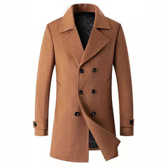 Stylish Double-Breasted Men's Pea Coat - Perfect for Winter and Formal Occasions