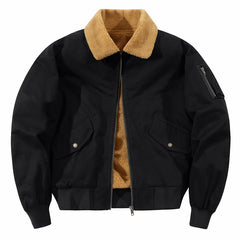 Warm Winter Bomber Jacket With Faux Fur Collar - Perfect For Outdoor Adventures