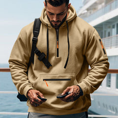 Men's Stylish Hoodie with Half-Zip Closure and Functional Pockets - Perfect for Casual Wear