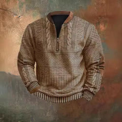 Stylish Cable Knit Quarter-Zip Sweater For Men - Perfect For Casual And Outdoor Wear