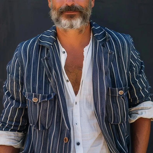 Striped Casual Blazer for Men - Stylish and Comfortable Jacket