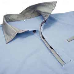 Men's Colorblock Long Sleeve Lapel Polo Shirt 90971168Y