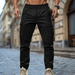 Men's Versatile Cargo Pants with Adjustable Waistband for Casual and Outdoor Use