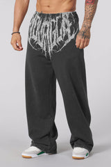 Bold Graphic Print Wide-Leg Pants for Men - Perfect for Streetwear and Casual Outfits