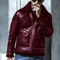 Stylish Men's Bomber Jacket With Detachable Fur Collar - Perfect For Winter And Casual Outfits
