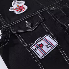 Stylish Denim Vest with Embroidered Patches for Men - Perfect for Casual and Outdoor Adventures