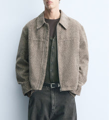 Stylish Patterned Zip-Up Jacket For Casual Elegance