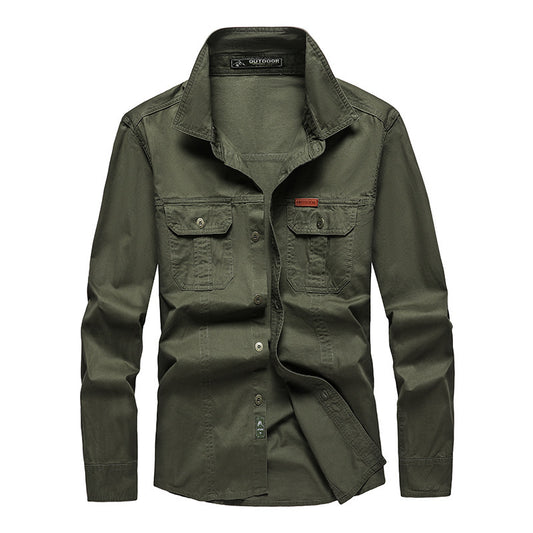 Men's Casual Outdoor Long Sleeve Shirt with Functional Pockets