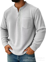 Men's Casual Henley Shirt With Chest Pocket - Perfect For Everyday Wear