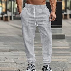 Men's Fashionable Textured Jogger Pants with Adjustable Drawstring Waist