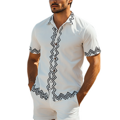 Men's Fashion Casual Spring And Summer Vacation Printed Short Sleeve Shirt 84419731K