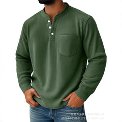 Men's Casual Henley Shirt With Chest Pocket - Perfect For Everyday Wear