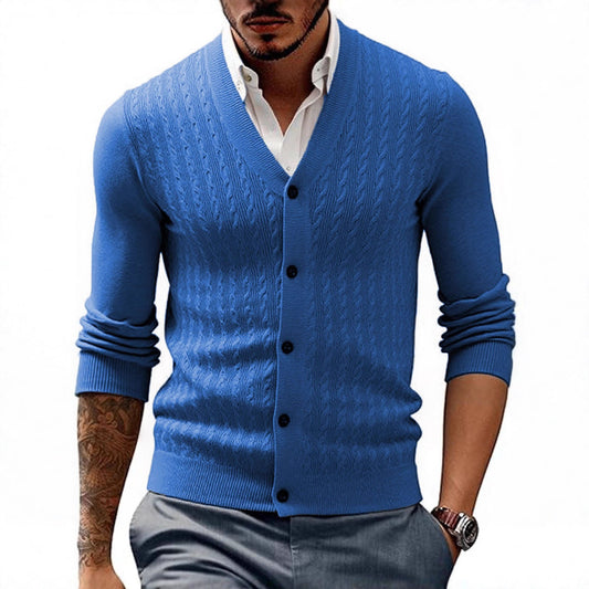 Men's Stylish Cable Knit Cardigan Sweater - Perfect for Casual and Formal Wear