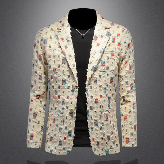 Stylish Embroidered Blazer for Men - Perfect for Spring and Fall Occasions