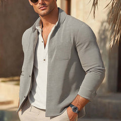 Men's Spring And Summer Thin Gray Texture Casual Shirt MTA1968C7U