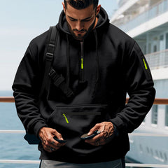 Men's Stylish Hoodie with Half-Zip Closure and Functional Pockets - Perfect for Casual Wear