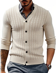 Men's Stylish Cable Knit Cardigan Sweater - Perfect for Casual and Formal Wear