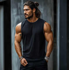 Men's Casual Waffle Crew Neck Loose Tank Top MTA1816C3M