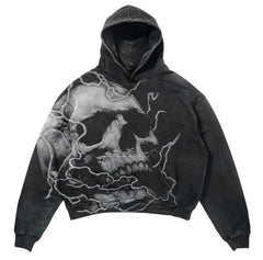 Skull Lightning Graphic Hoodie - Perfect for Edgy Streetwear Enthusiasts