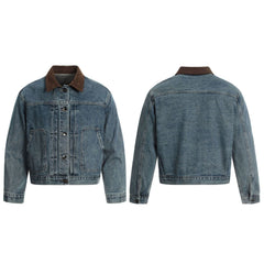 Stylish Denim Jacket with Faux Fur Collar - Perfect for Casual and Outdoor Wear