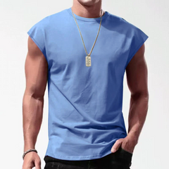 Men's Solid Loose Sleeveless Sports T-shirt 64307072Z