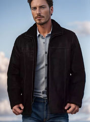 Men's Stylish Black Jacket with Detachable Hood - Perfect for Casual and Outdoor Adventures