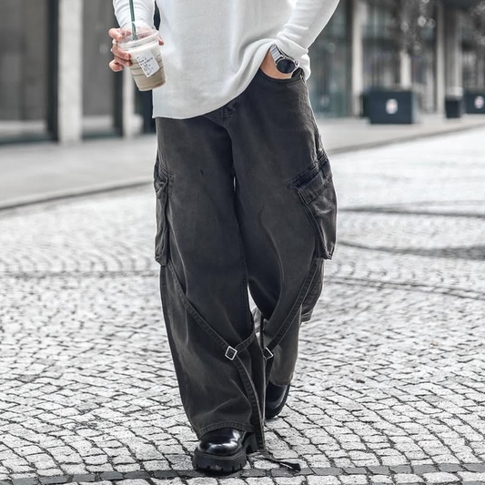 Men's Fashion Washed Loose Multi-pocket Jeans MTA0192D4Z