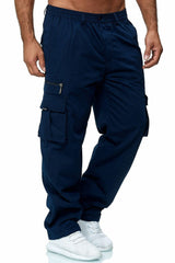 Men's Cargo Pants with Multi-Pockets and Adjustable Waistband for Outdoor Activities